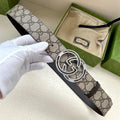GG MARMONT MONOGRAM BELT 40 MM SILVER HARDWARE