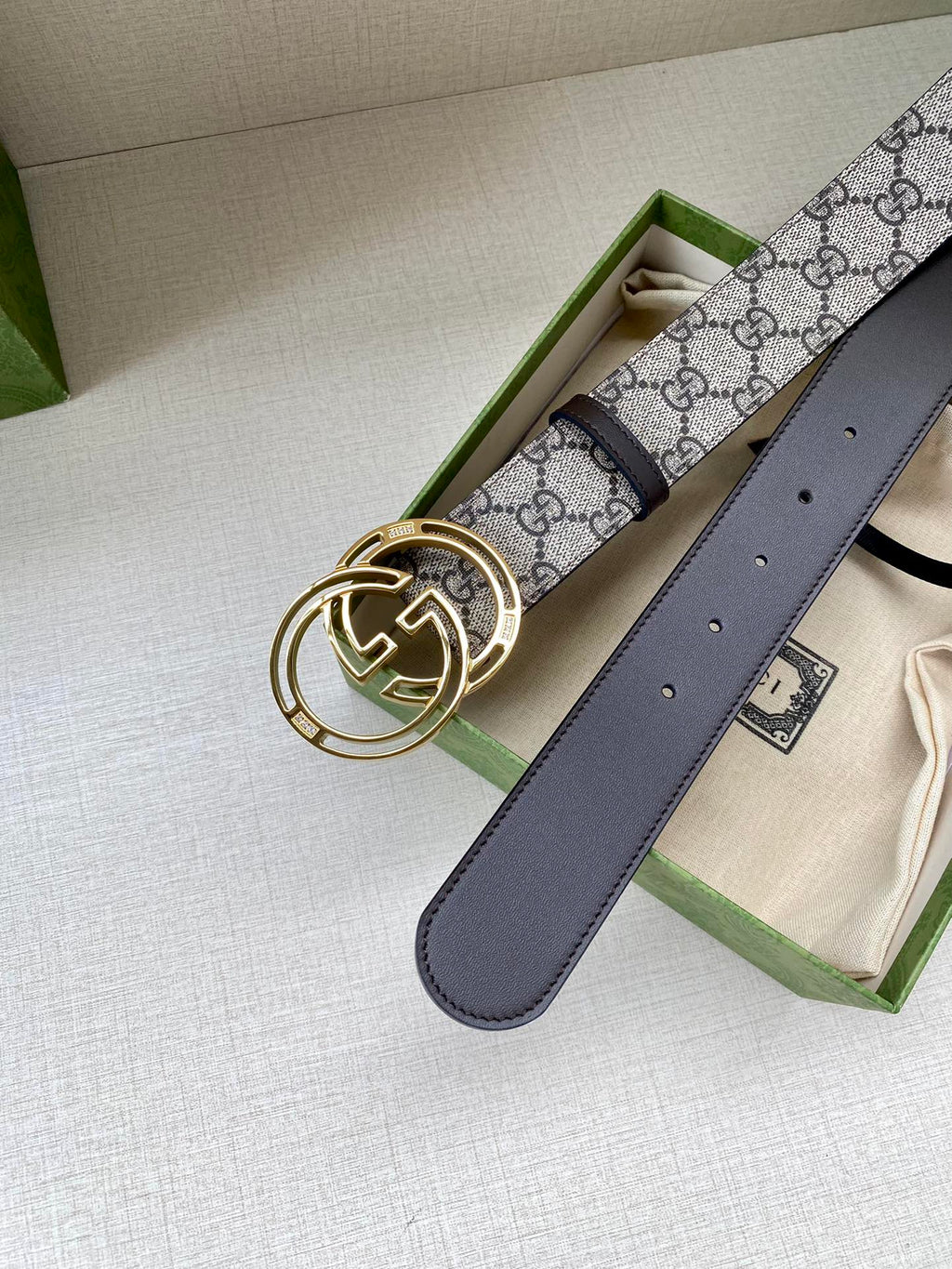 GG MARMONT MONOGRAM BELT 40MM GOLD HARDWARE