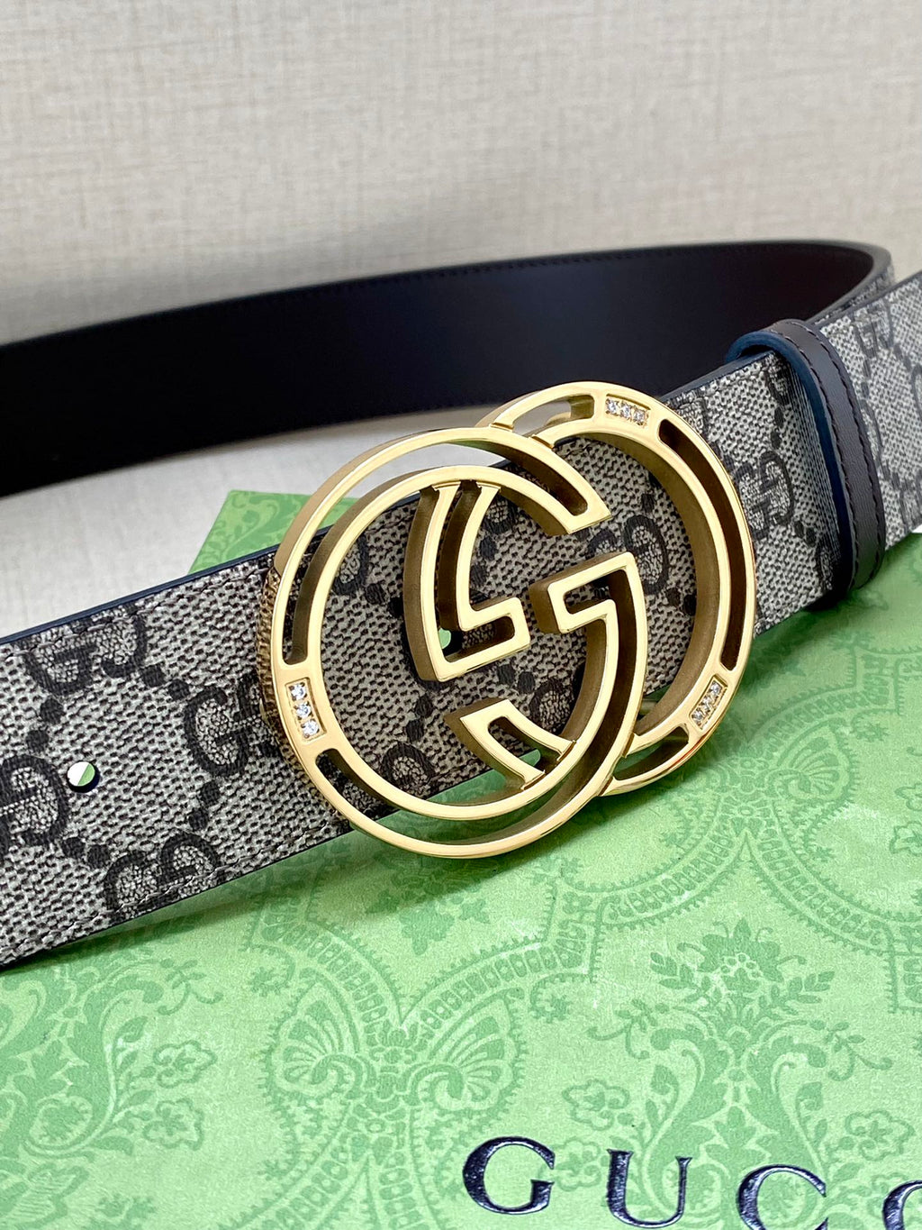 GG MARMONT MONOGRAM BELT 40MM GOLD HARDWARE