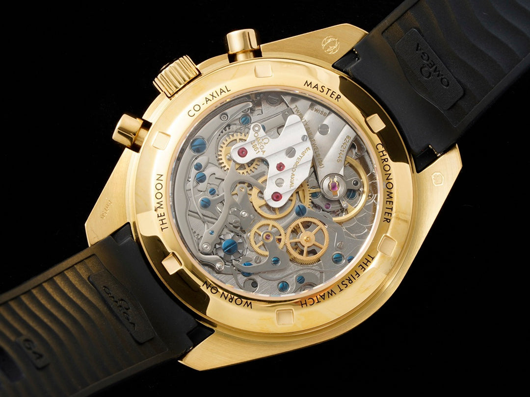 SPEEDMASTER MOONWATCH PROFESSIONAL 42 MM GOLD CASE ON BLACK LEATHER STRAP