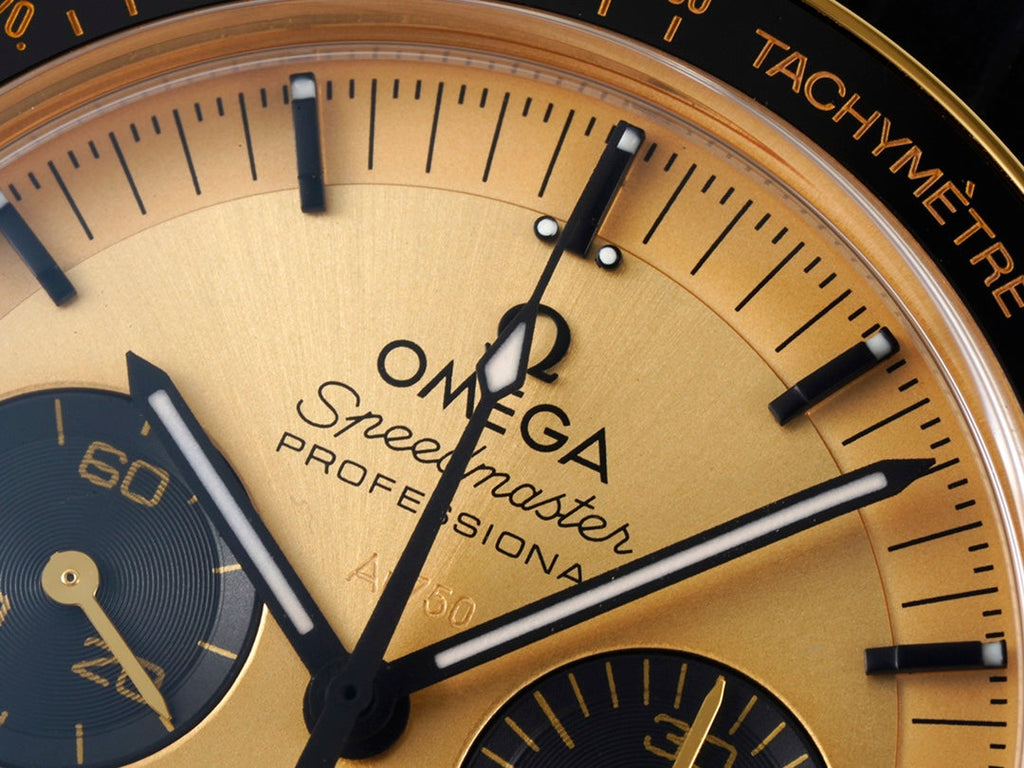SPEEDMASTER MOONWATCH PROFESSIONAL 42 MM GOLD CASE ON BLACK LEATHER STRAP