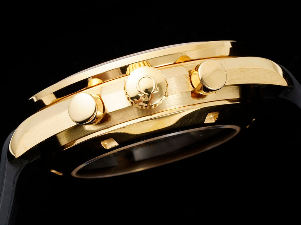 SPEEDMASTER MOONWATCH PROFESSIONAL 42 MM GOLD CASE ON BLACK LEATHER STRAP