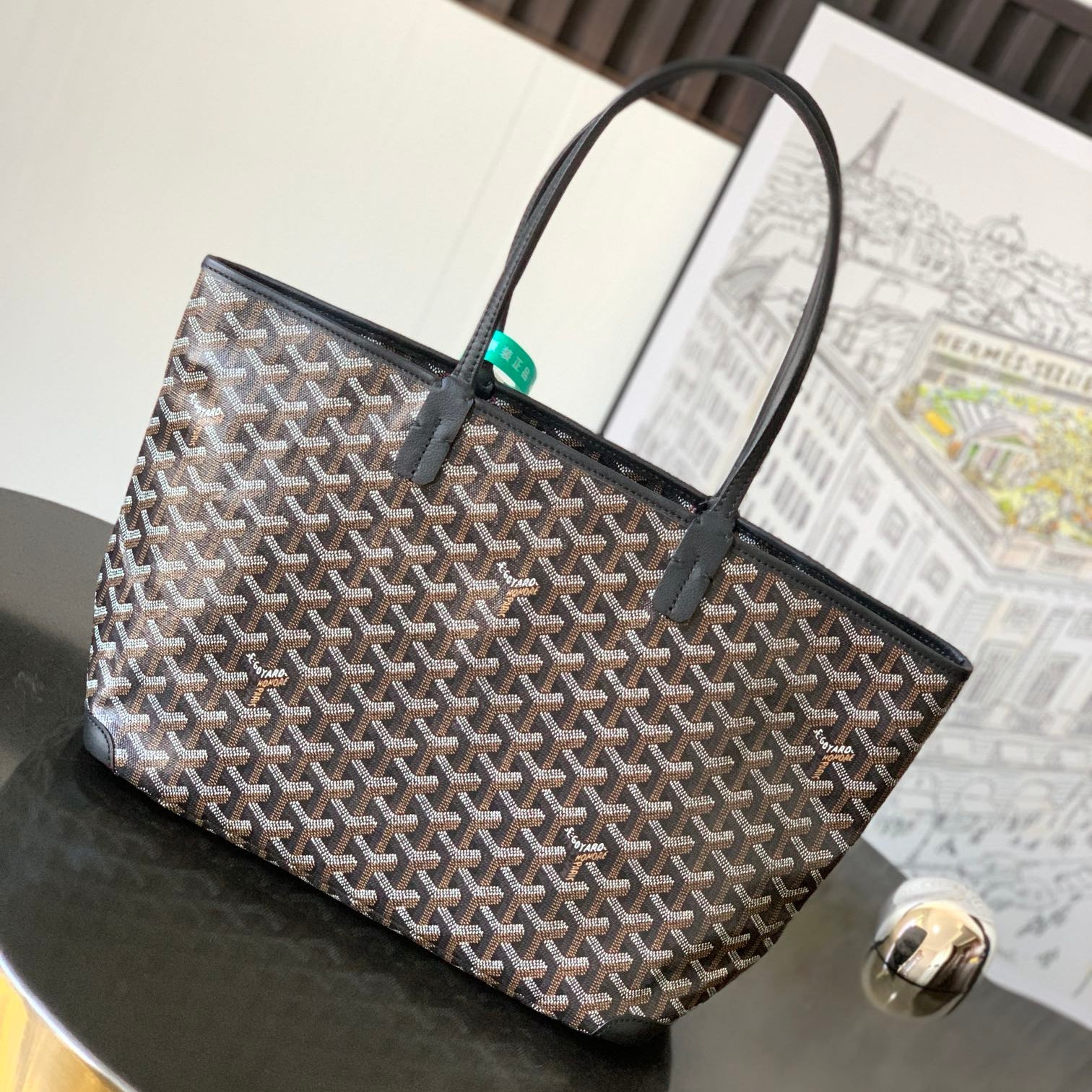 SAINT LOUIS 30 IN BLACK GOYARDINE CANVAS MIX CALFSKIN