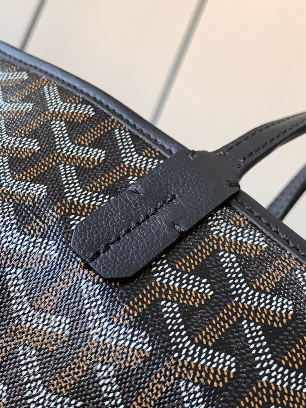 SAINT LOUIS 30 IN BLACK GOYARDINE CANVAS MIX CALFSKIN