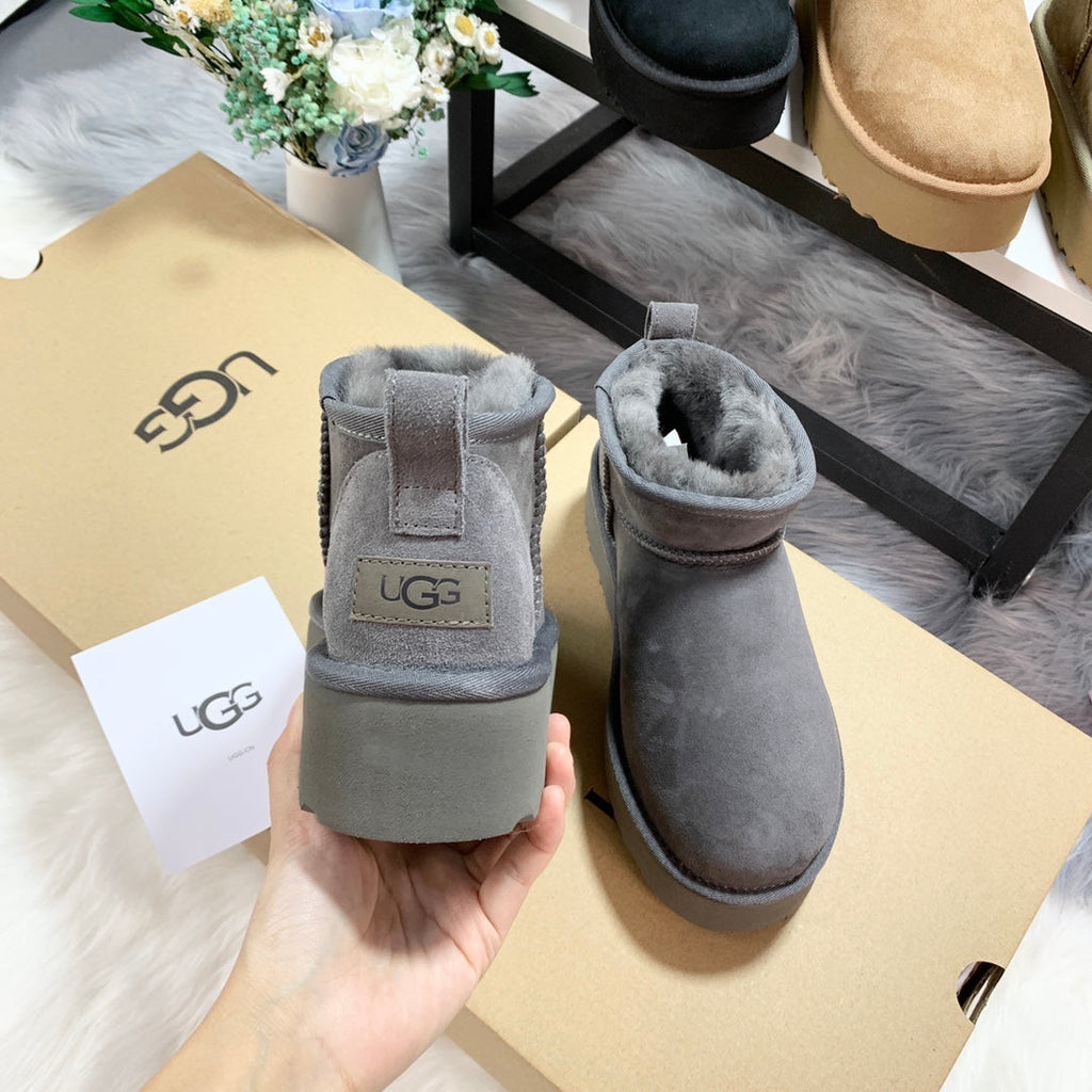 CLASSIC ULTRA MINI PLATFORM IN SHADOW GRAY SUEDE