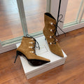 BALMAIN 26S BOOT 95 MM IN BROWN SUEDE PEARL BUTTON