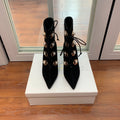 BALMAIN 26S BOOT 95 MM IN BLACK SUEDE PEARL BUTTON