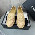 CHANEL 26S LOAFERS IN BEIGE QUILTED CALFSKIN WITH CC LOGO
