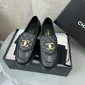 CHANEL 26S LOAFERS IN BLACK QUILTED CALFSKIN WITH CC LOGO