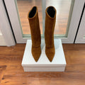 BALMAIN 26S BOOTS 105 MM IN BROWN SUEDE