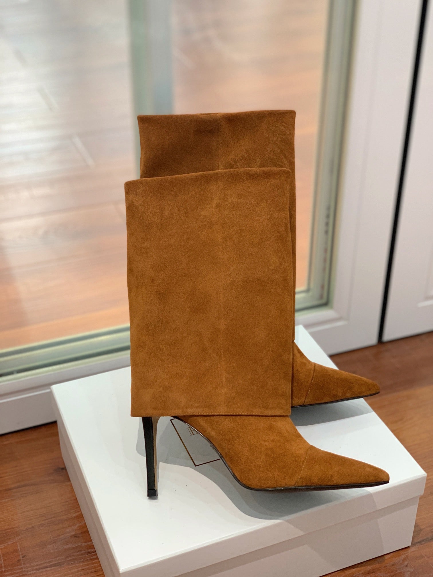 BALMAIN 26S BOOTS 105 MM IN BROWN SUEDE
