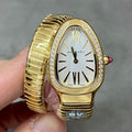SERPENTI TUBOGAS QUARTZ YELLOW GOLD ATTACHED DIAMOND BEZEL SILVER OPALINE DIAL