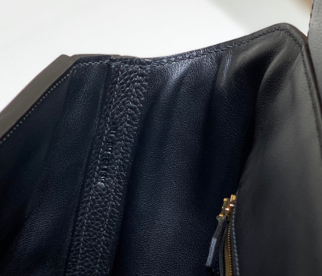 HM 26S 24/24 29CM IN BLACK EVERCOLOR CALFSKIN GOLD KELLY BUCKLE