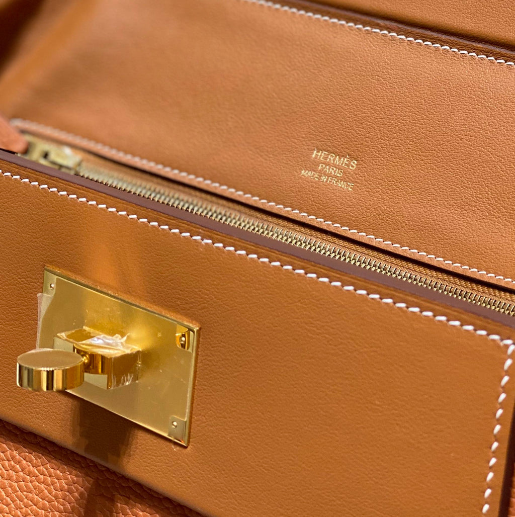HM 26S 24/24 29CM IN ORANGE EVERCOLOR CALFSKIN GOLD KELLY BUCKLE
