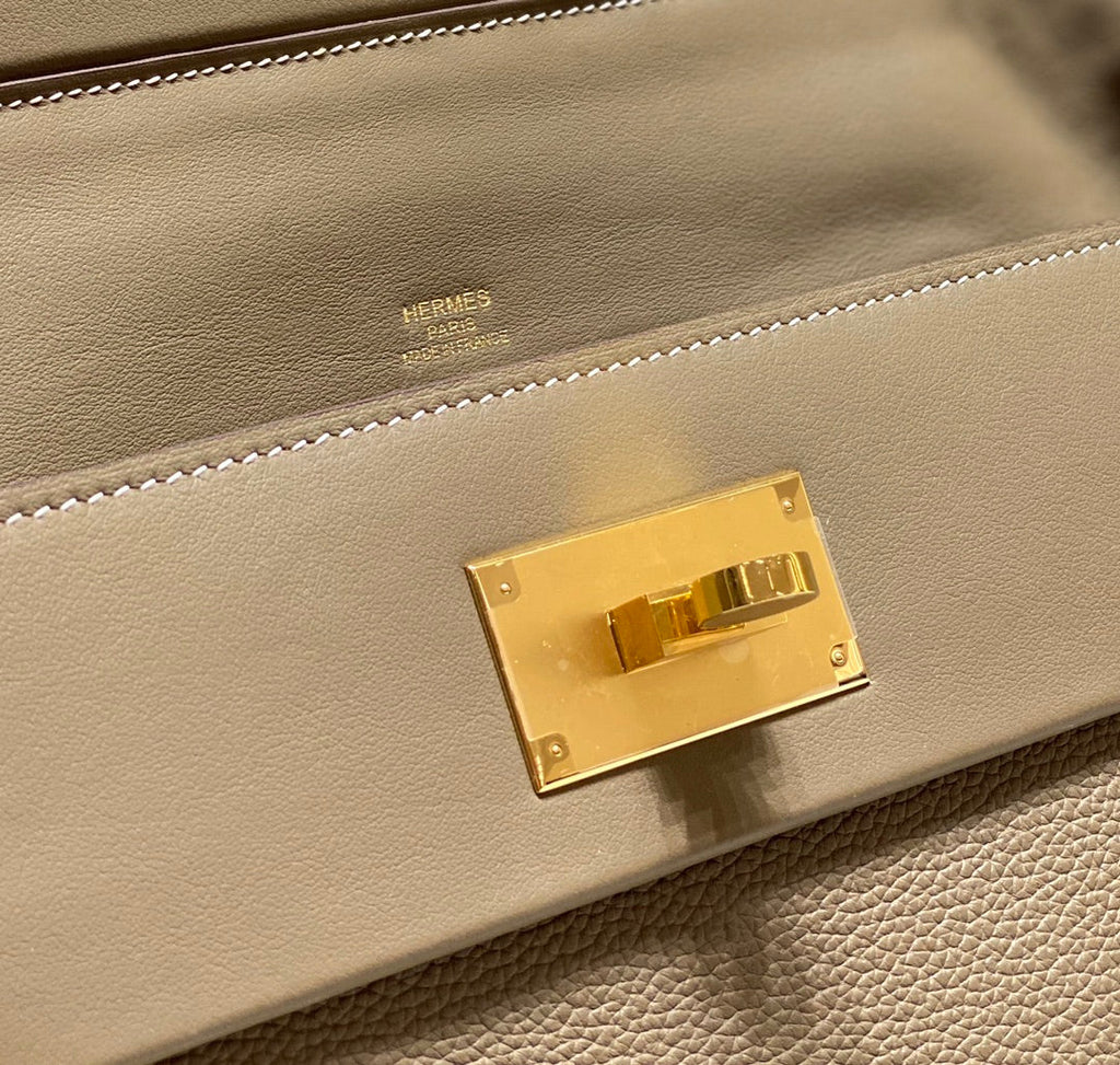 HM 26S 24/24 29CM IN BROWN EVERCOLOR CALFSKIN GOLD KELLY BUCKLE