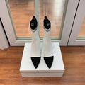 BALMAIN 26S BOOTS 105 MM IN WHITE AND BLACK FLYKNIT STYLE 18