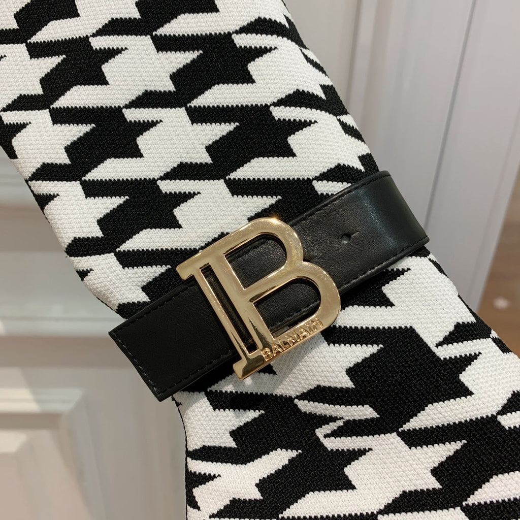 BALMAIN 26S HIGH-TOP BOOTS 105 MM IN BLACK AND WHITE FLYKNIT STYLE 3