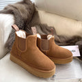 NEUMEL PLATFORM CHELSEA BOOT IN CIDER BROWN SUEDE