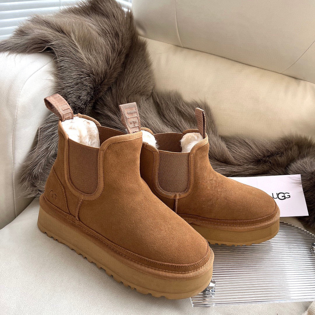 NEUMEL PLATFORM CHELSEA BOOT IN CIDER BROWN SUEDE