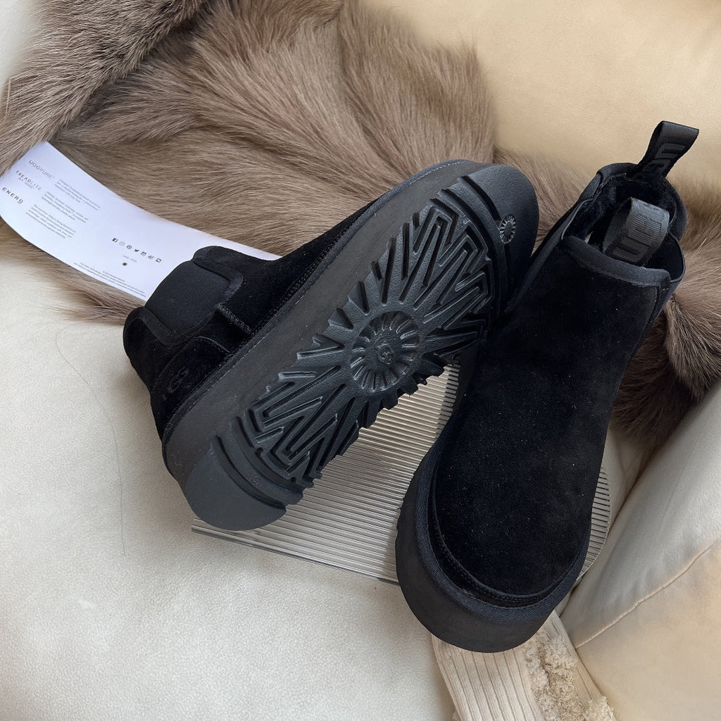 NEUMEL PLATFORM CHELSEA BOOT IN BLACK SUEDE