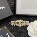 CHANEL 26S DOUBLE C LOGO CRYSTAL GEOMETRIC HAIR CLIP IN GOLD METAL 629931