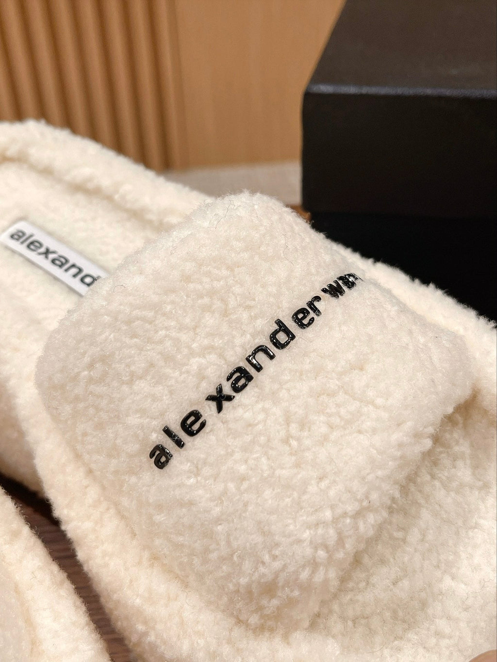 CHUNKY PLATFORM SIPPERS IN WHITE LAMBSWOOL
