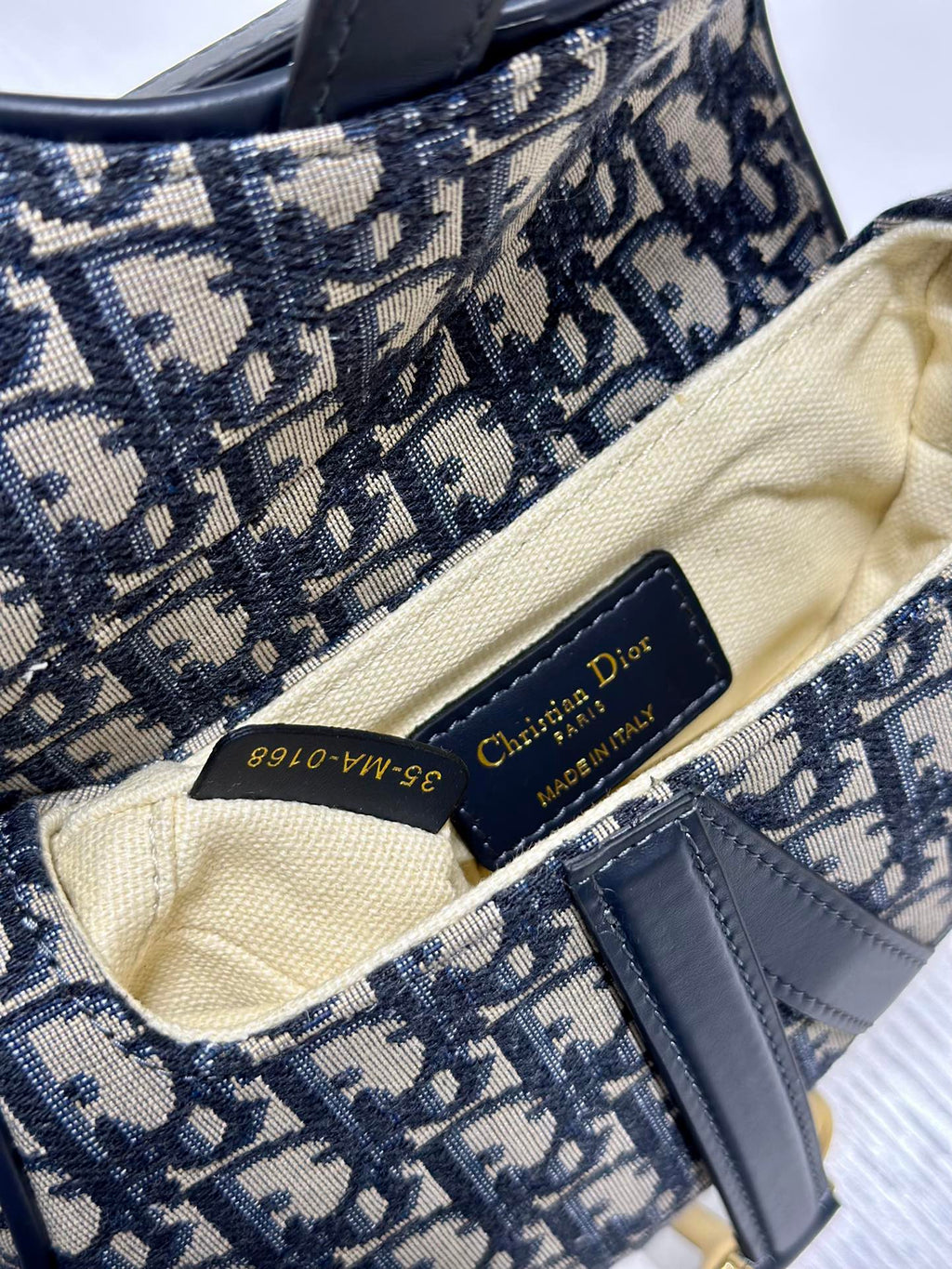 DIOR 26S SADDLE BAG 19 IN BLUE OBLIQUE JACQUARD
