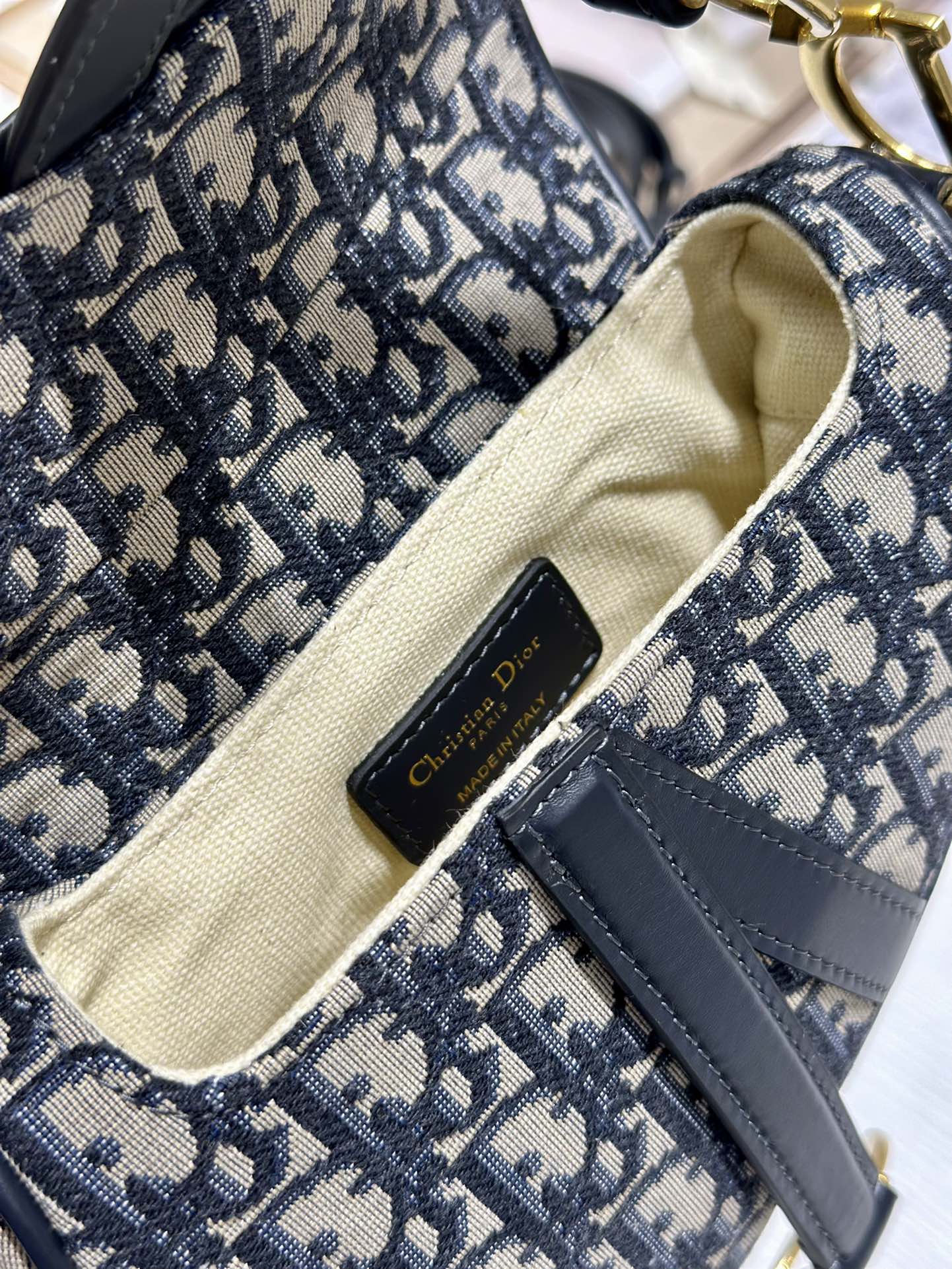 DIOR 26S SADDLE BAG 25 IN BLUE OBLIQUE JACQUARD