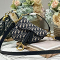DIOR 26S SADDLE BAG 19 IN BLUE OBLIQUE JACQUARD