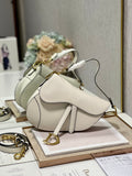 DIOR 26S SADDLE BAG 19 IN WHITE CALFSKIN