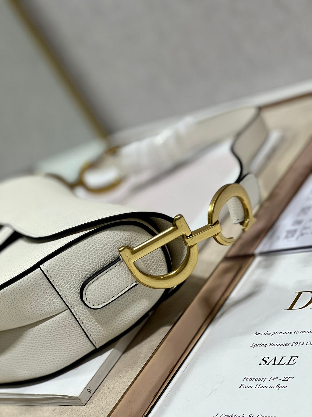 DIOR 26S SADDLE BAG 19 IN WHITE CALFSKIN