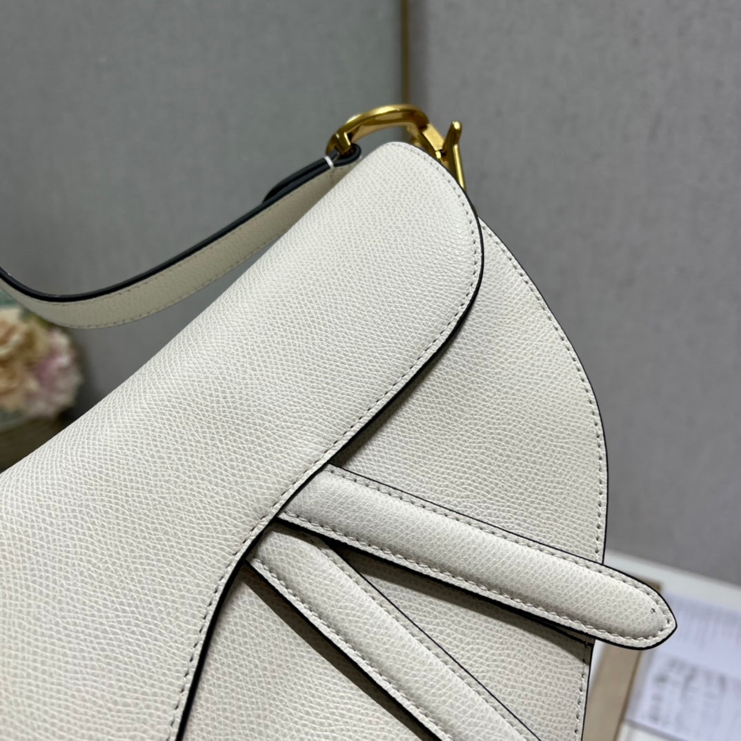 DIOR 26S SADDLE BAG 19 IN WHITE CALFSKIN