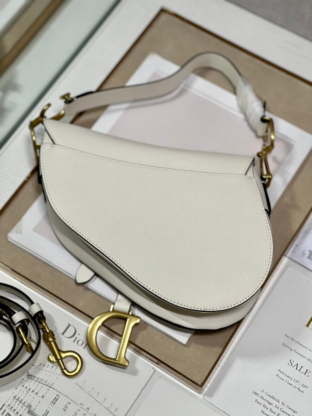 DIOR 26S SADDLE BAG 19 IN WHITE CALFSKIN