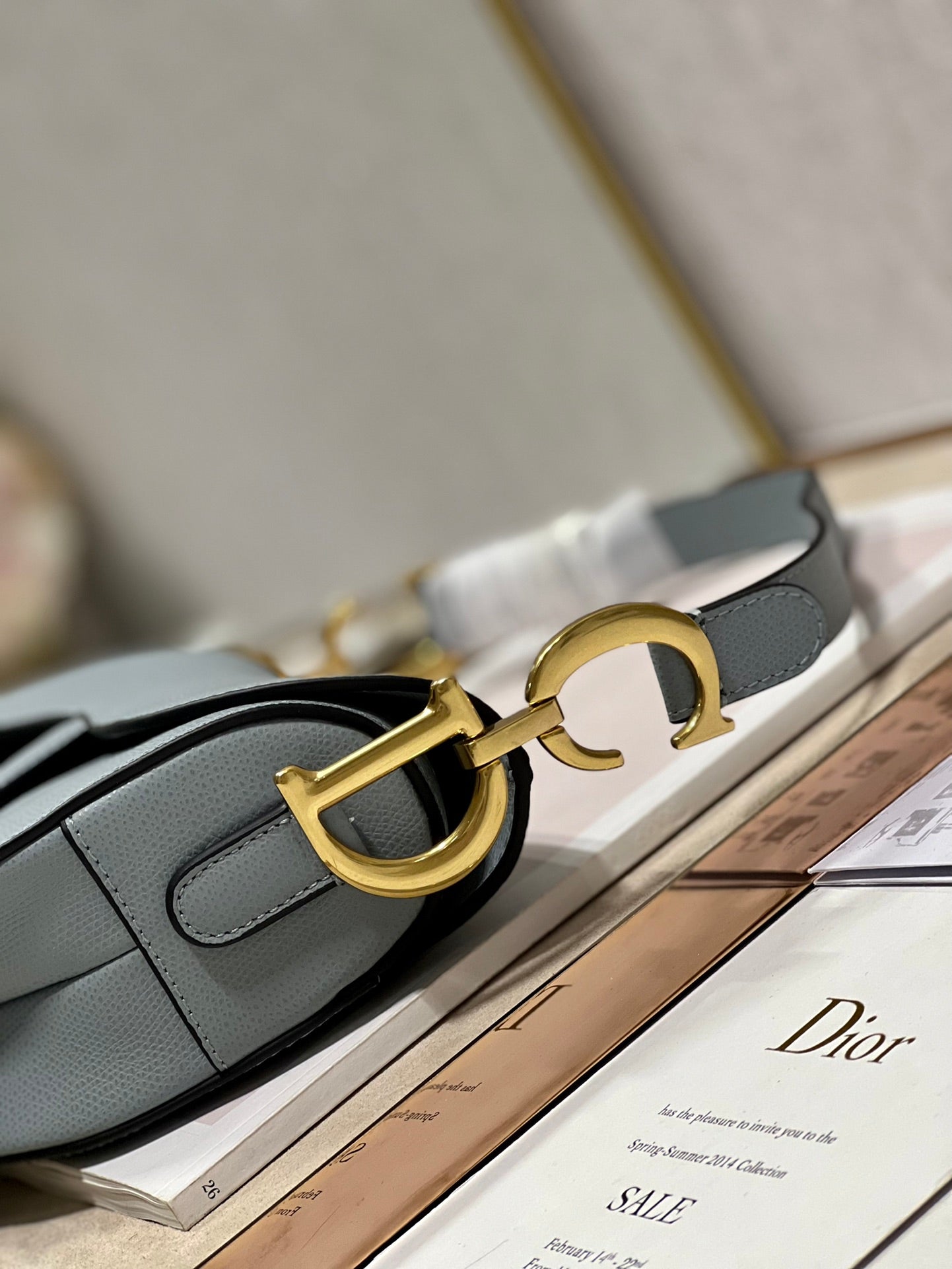 DIOR 26S SADDLE BAG 25 IN BLUE CALFSKIN