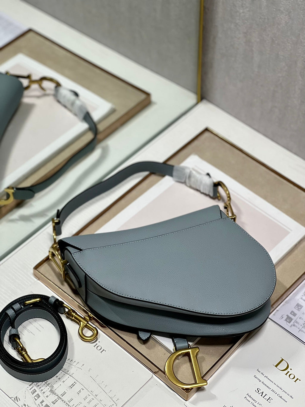 DIOR 26S SADDLE BAG 25 IN BLUE CALFSKIN