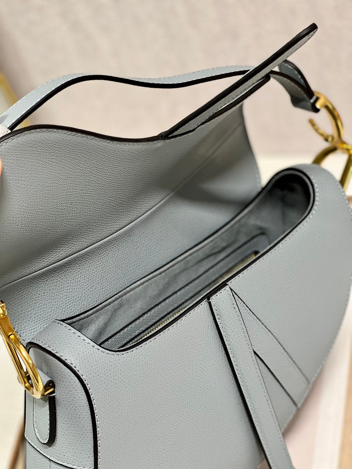 DIOR 26S SADDLE BAG 19 IN BLUE CALFSKIN