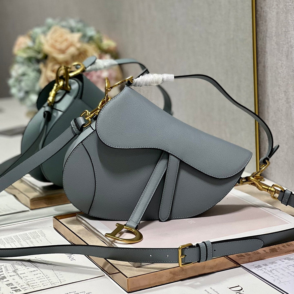 DIOR 26S SADDLE BAG 25 IN BLUE CALFSKIN