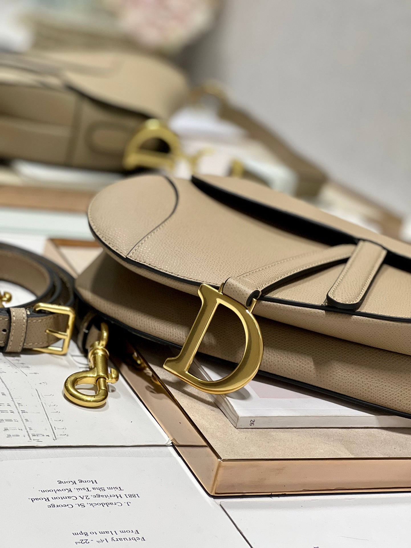 DIOR 26S SADDLE BAG 25 IN BEIGE CALFSKIN