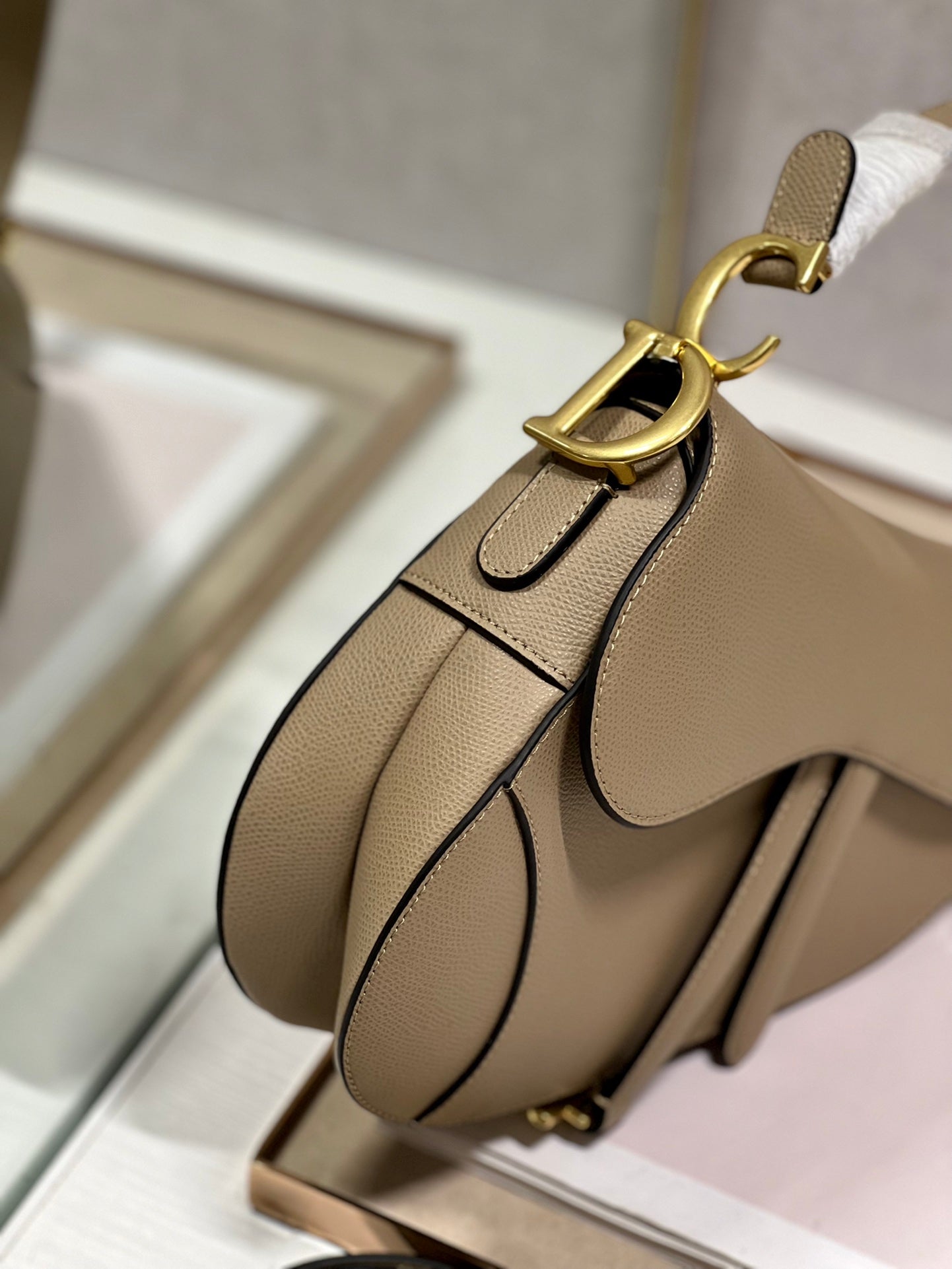 DIOR 26S SADDLE BAG 25 IN BEIGE CALFSKIN