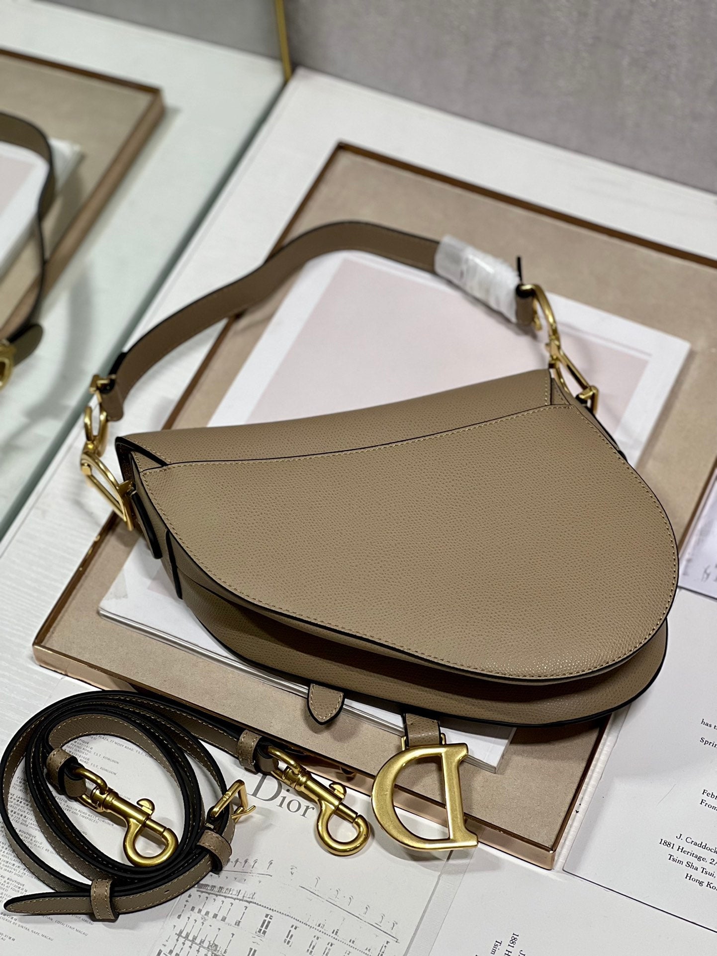 DIOR 26S SADDLE BAG 19 IN BEIGE CALFSKIN