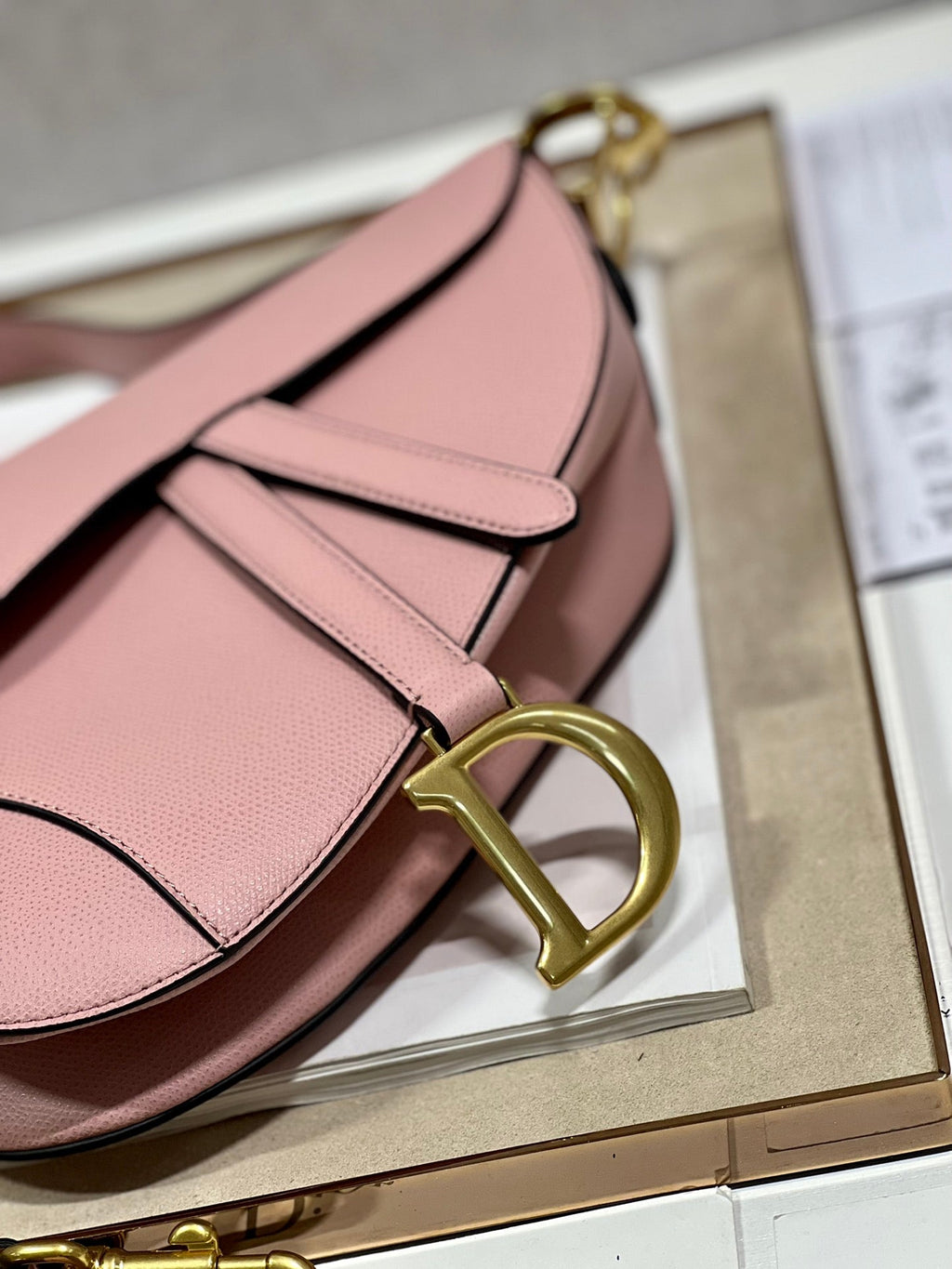 DIOR 26S SADDLE BAG 25 IN PINK CALFSKIN