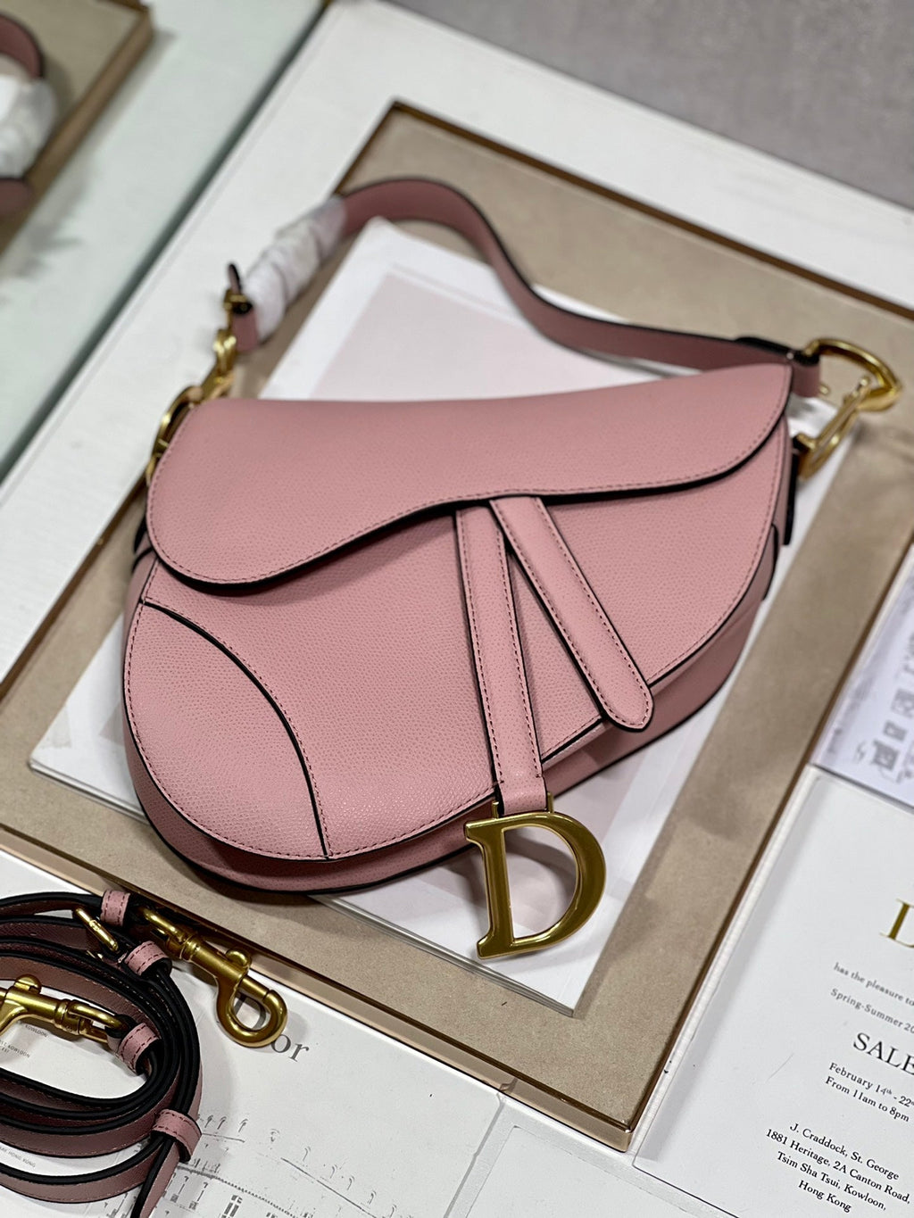 DIOR 26S SADDLE BAG 25 IN PINK CALFSKIN