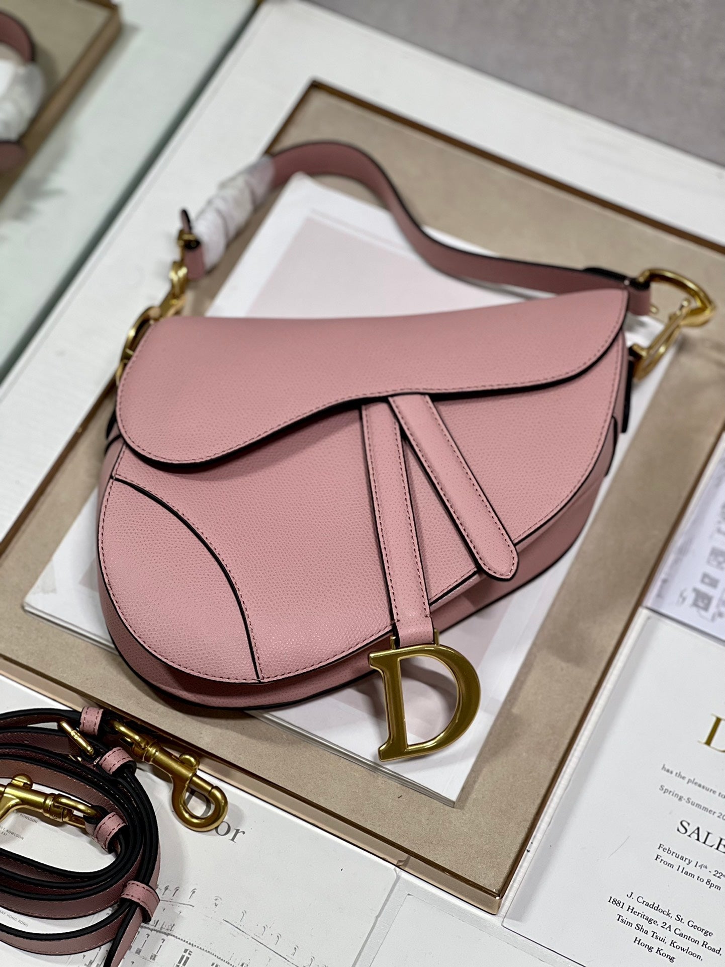 DIOR 26S SADDLE BAG 25 IN PINK CALFSKIN