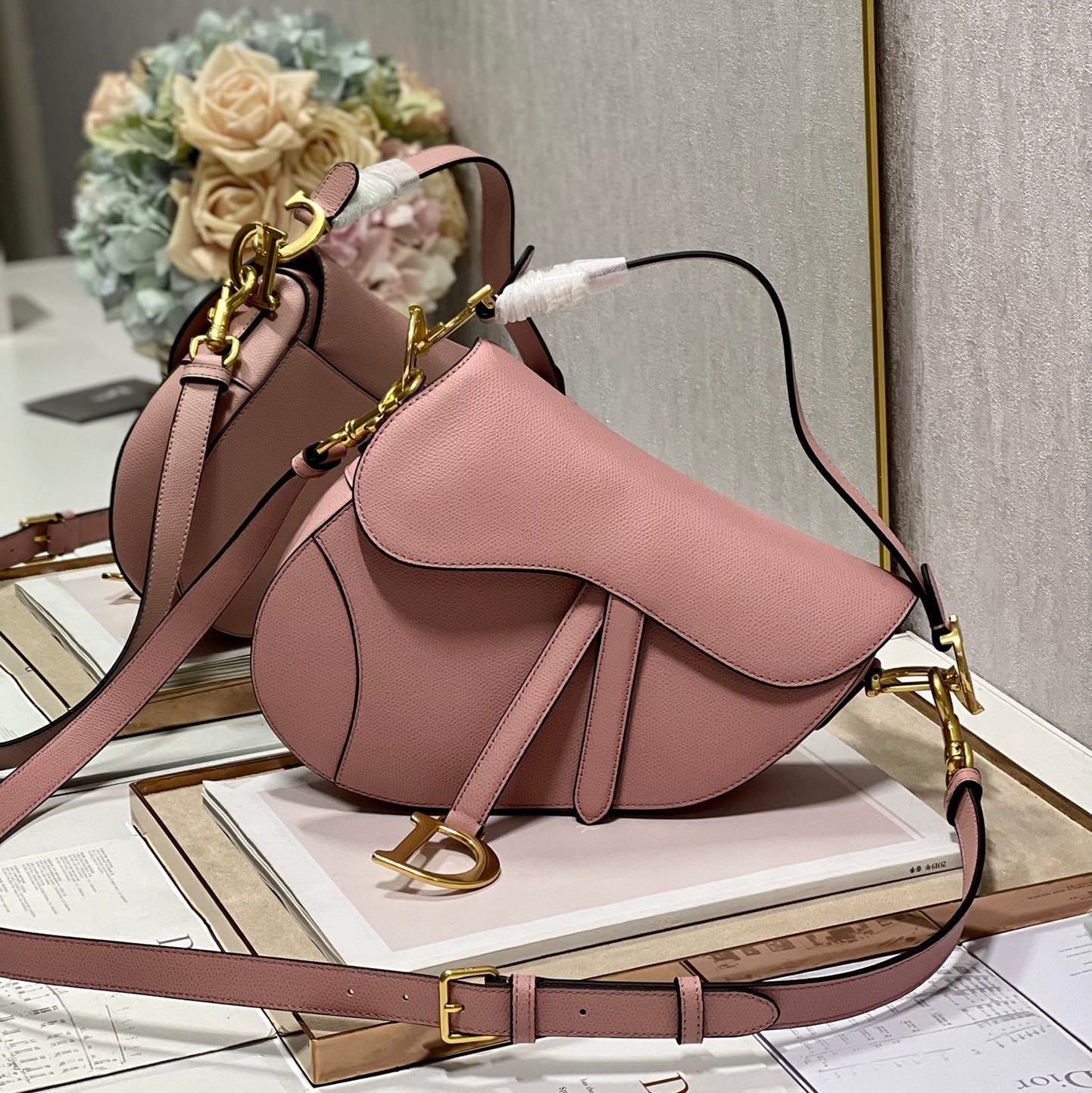 DIOR 26S SADDLE BAG 25 IN PINK CALFSKIN