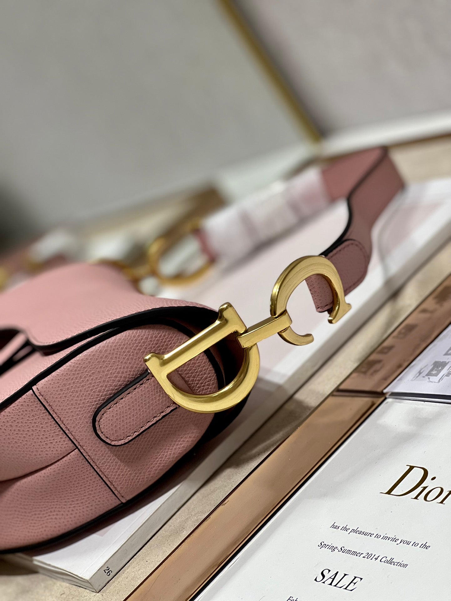 DIOR 26S SADDLE BAG 25 IN PINK CALFSKIN