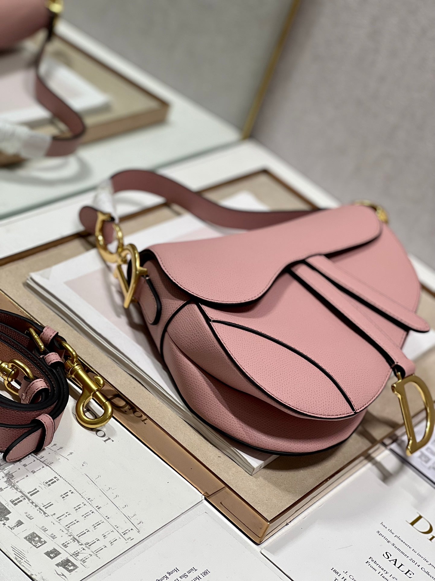 DIOR 26S SADDLE BAG 25 IN PINK CALFSKIN