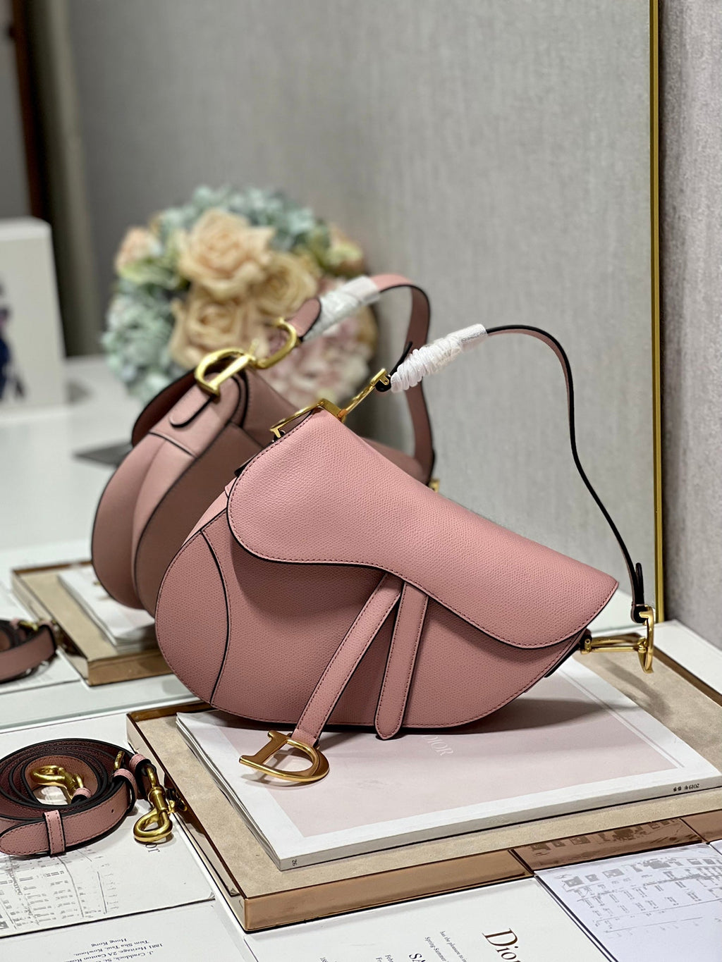 DIOR 26S SADDLE BAG 25 IN PINK CALFSKIN