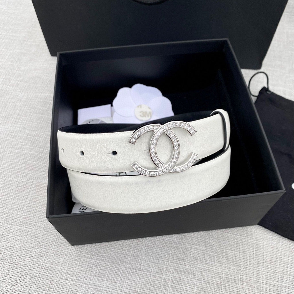 CC 26S BELT 30 MM IN WHITE CALFSKIN SLIVER HARDWARE 661509