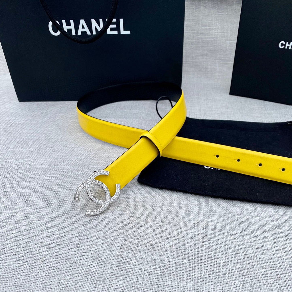 CC 26S BELT 30 MM IN YELLOW CALFSKIN SILVER HARDWARE 661510