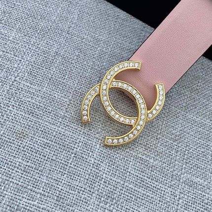 CHANEL 26S BELT 30 MM IN LIGHT PINK CALFSKIN WITH GOLD HARDWARE 661512